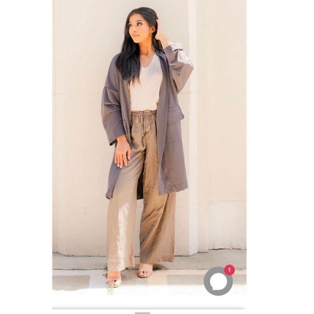 Orimei Ume Women's Packable Coat Open Front Long Sleeve Gray Casual One Size